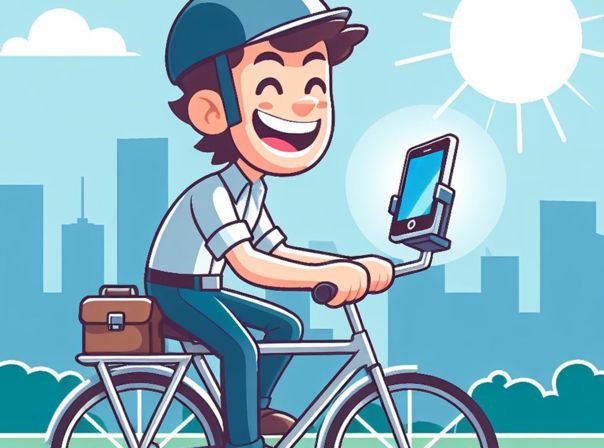 Bei der Handynutzung auf dem Fahrrad müssen beide Hände am Lenker bleiben Handynutzung auf dem Fahrrad