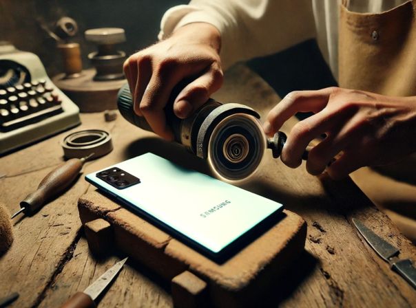 Bekommt das Samsung Galaxy S25 Ultra abgerundete Kanten? Symmbolbild: Ein Galaxy-Ultra-Smartphone wird mit einer Flex abgerundet