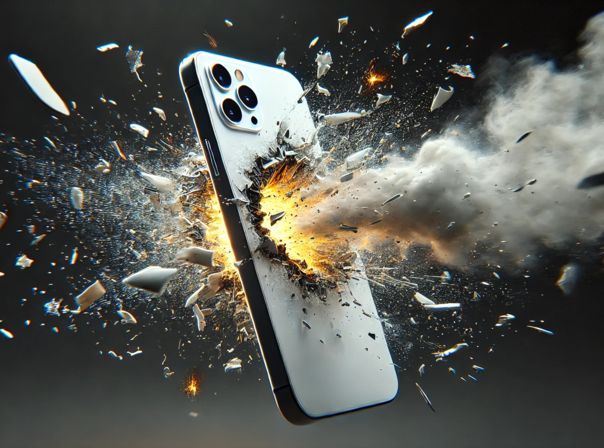 Apple hat ein Bug bei der neuen iPhone-17-Reihe behoben. Der war aber harmloser als das, was ihr auf diesem Bild hier seht. iPhone 16 Explosion Schaden
