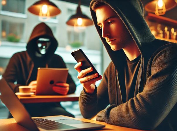 Passt auf, dass ihr nicht auf die fiesen Tricks der Kriminellen hereinfallt Phishing Hacker-Angriff Cafe