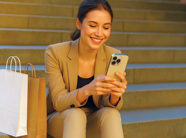 Frau mit Smartphone