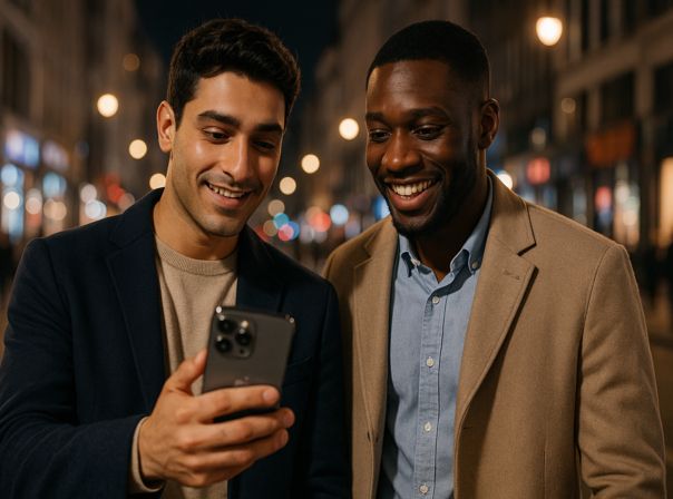 Zwei Männer mit einem Smartphone