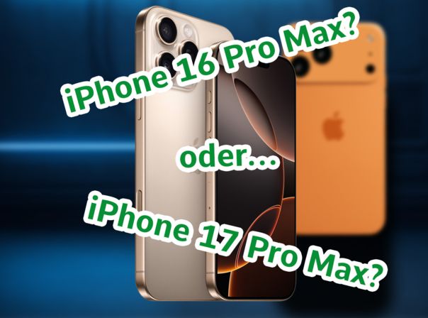 Das iPhone 16 Pro Max, im Schatten steht das iPhone 17 Pro Max