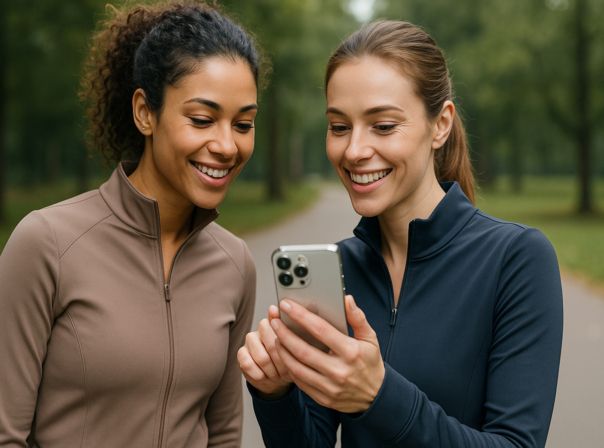Zwei Frauen mit einem Smartphone