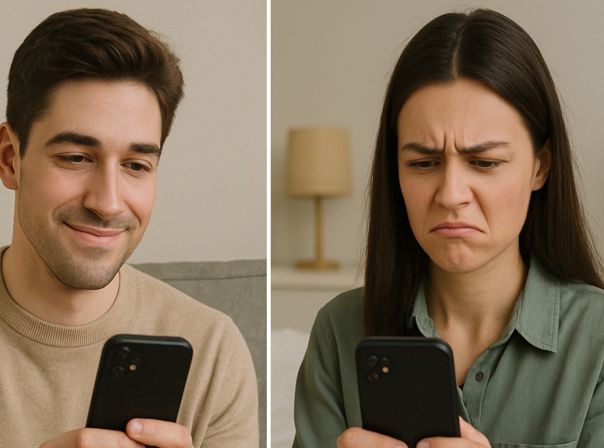 Tinder swipen Mann und Frau