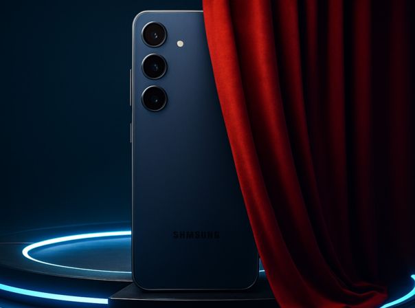 Das Galaxy S25 FE hinter einem Vorhang