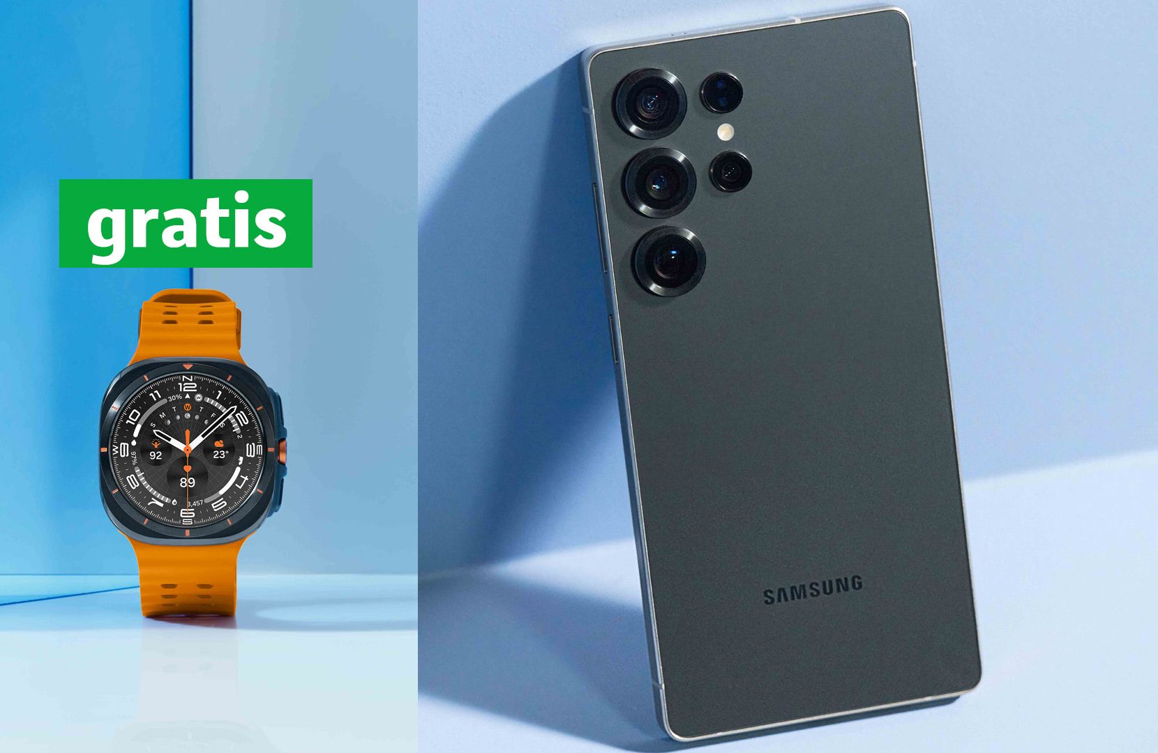 Galaxy S25 Ultra mit Watch Ultra gratis auf einem Bild