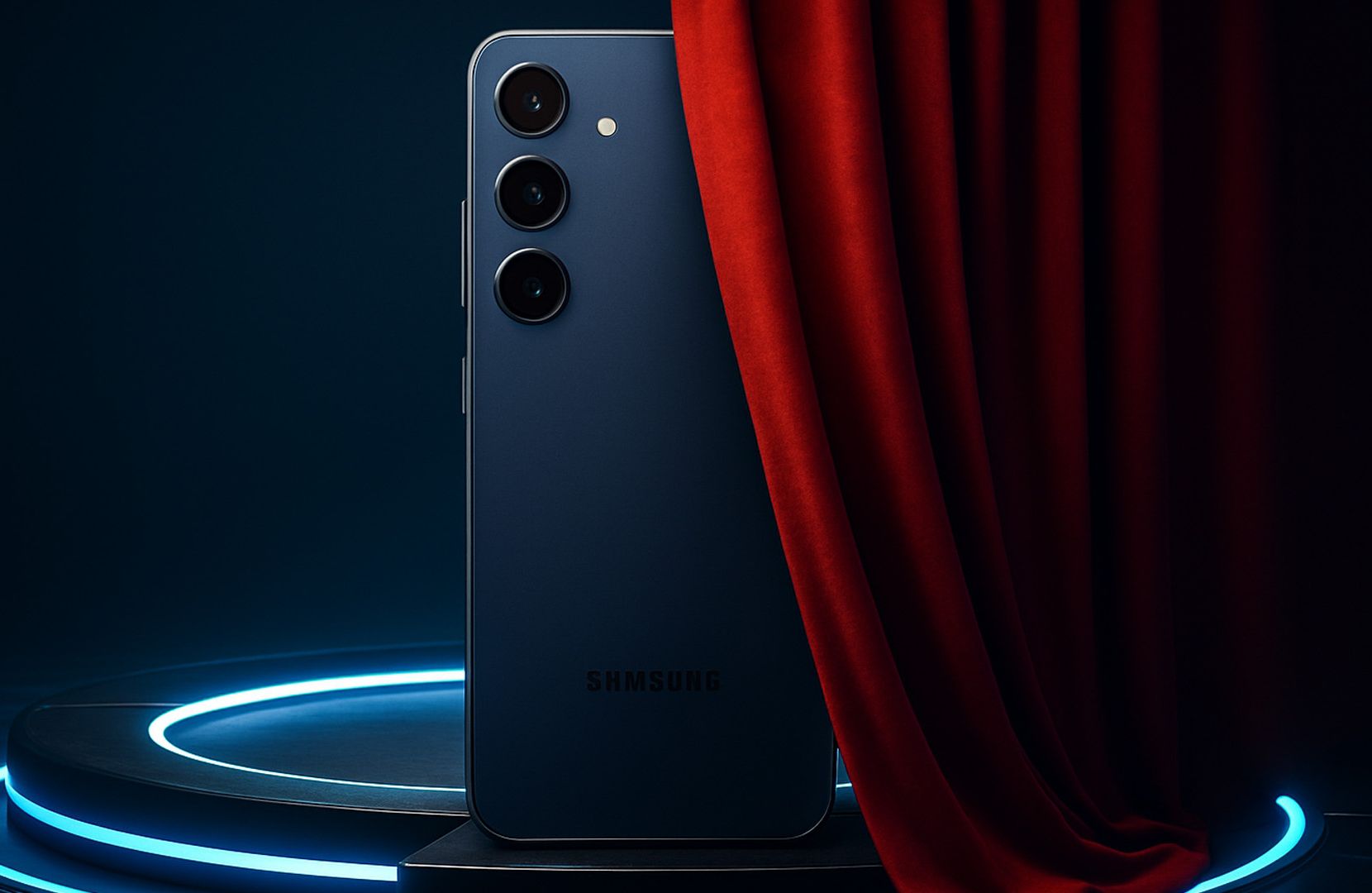 Das Galaxy S25 FE hinter einem Vorhang