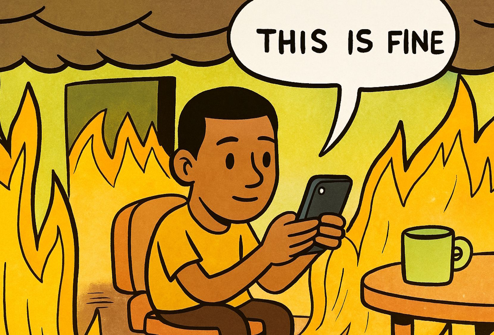 Auf diesem Stuhl könntet bald ihr sitzen This Is Fine Meme