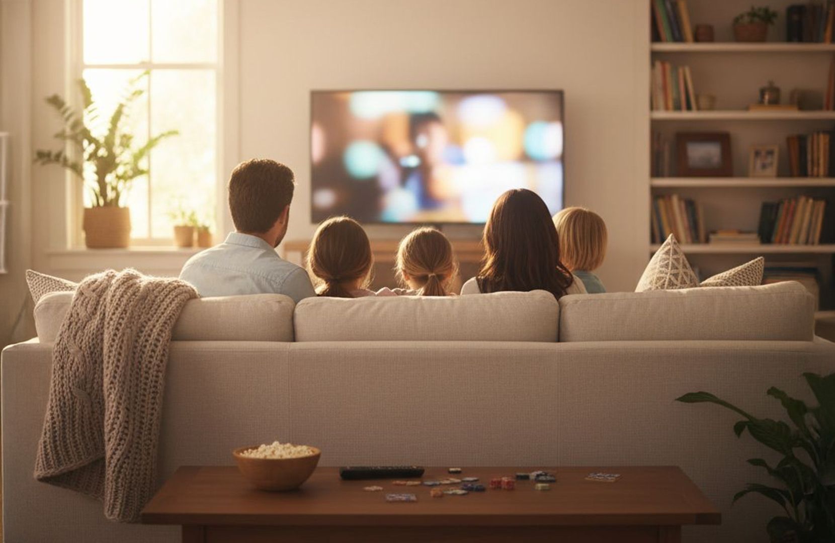 Eine Familie schaut TV