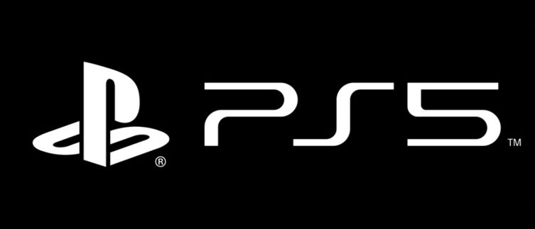 Das PlayStation 5 Logo in Weiß auf schwarzem Hintergrund