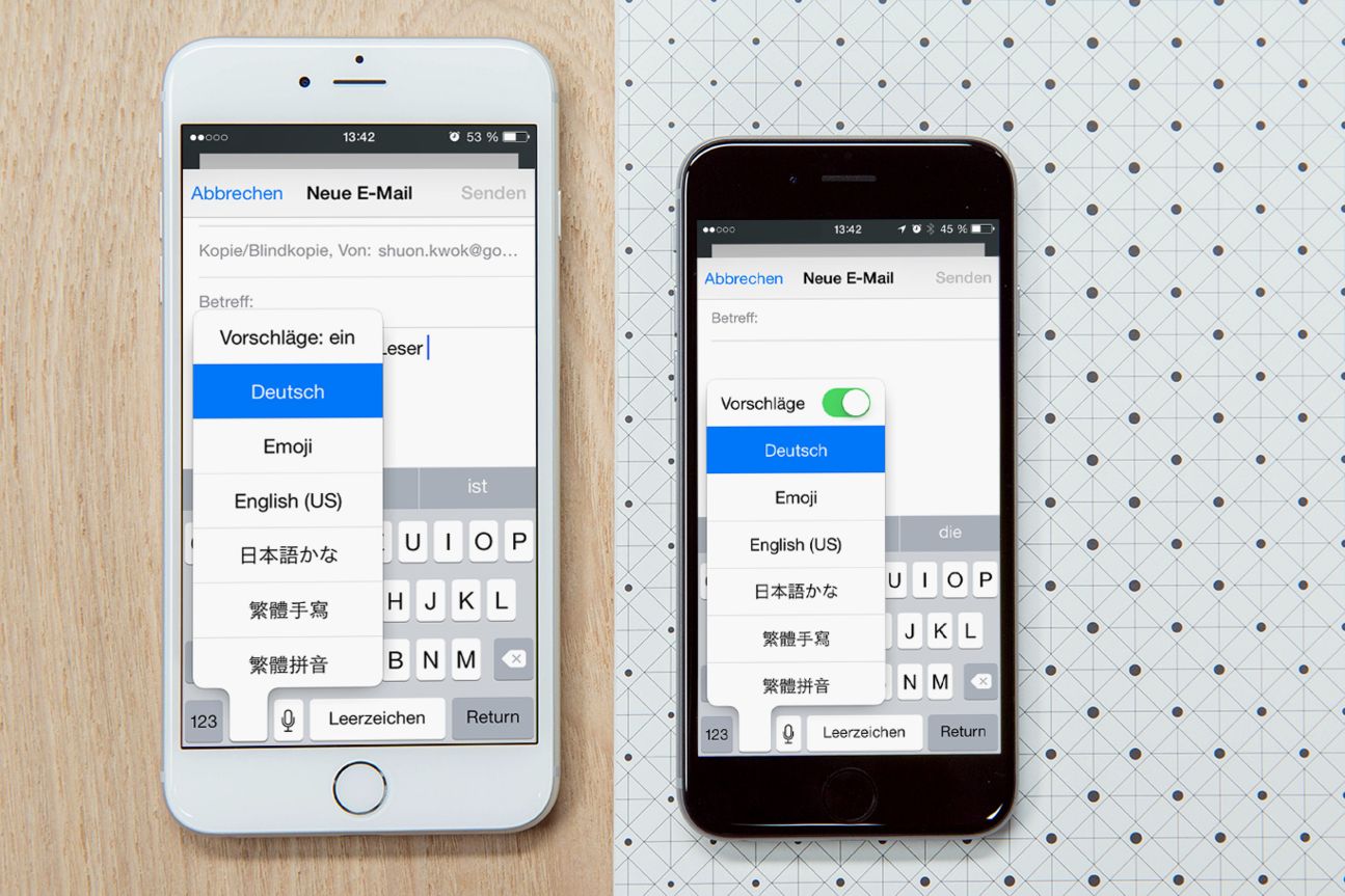 iOS8 beta4 beta5 Quicktype QuickType lässt sich auch schnell im Keyboard deaktivieren