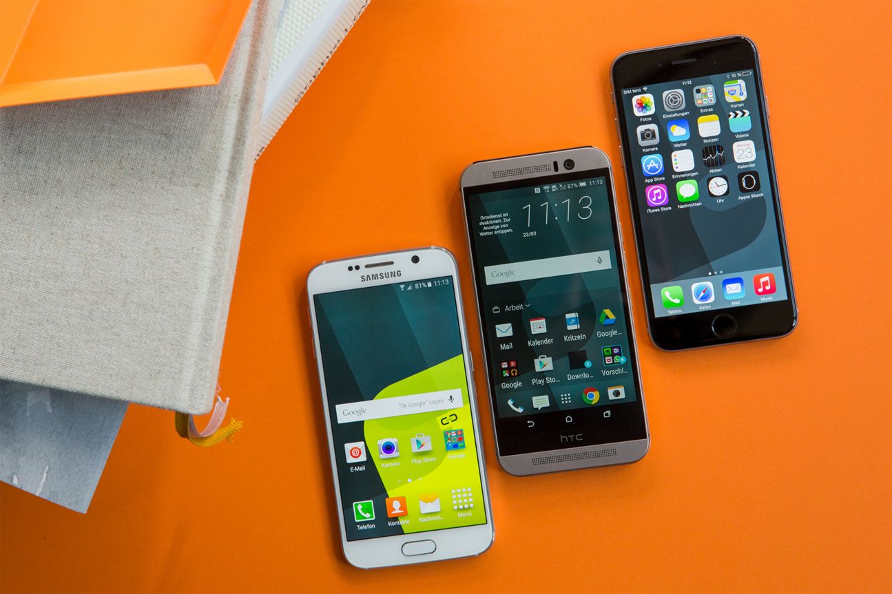 Vergleich Samsung Galaxy S6, iPhone 6, HTC One M9 Vergleich Samsung Galaxy S6, iPhone 6, HTC One M9