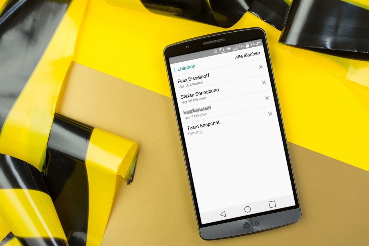 Unterhaltungen in Snapchat lassen sich nur komplett löschen.