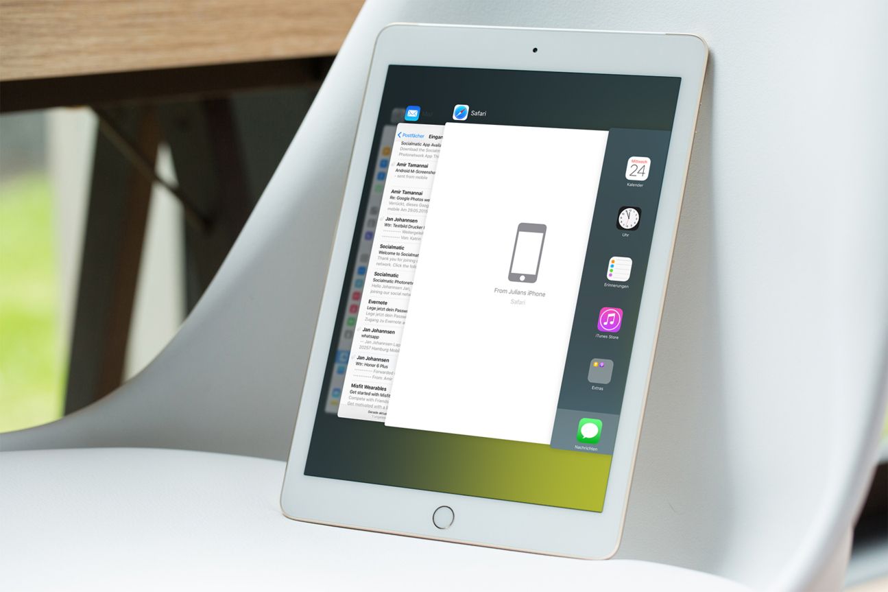 iOS 9 Beta 2: Handoff in der Multitasking-Übersicht.