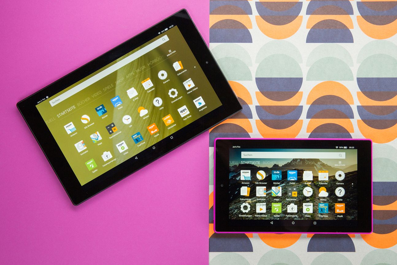 Amazon Fire HD 8 und Fire HD 10: Das gleiche Tablet in zwei Größen. Amazon Fire HD 8 und Fire HD 10: Das gleiche Tablet in zwei Größen.