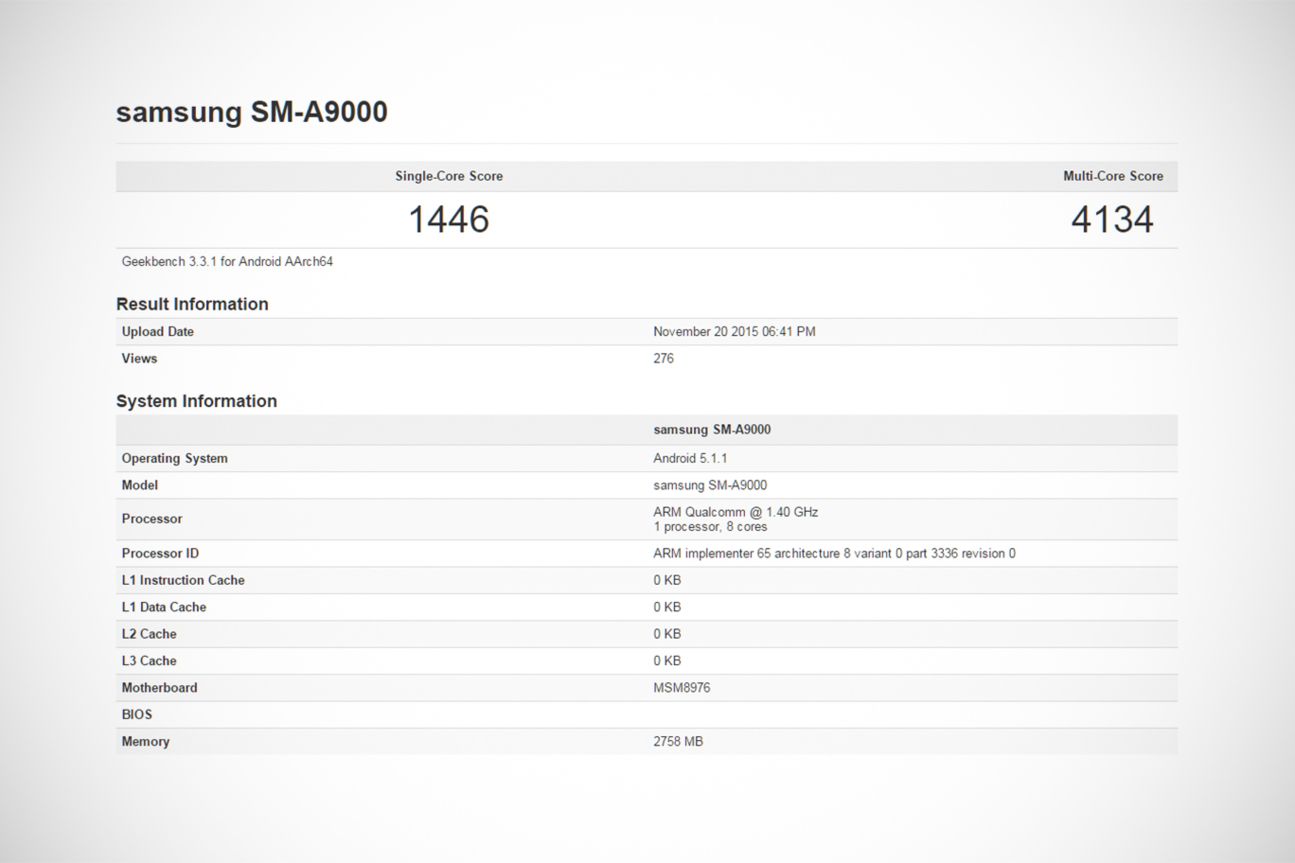 Samsung Galaxy A9 Geekbench