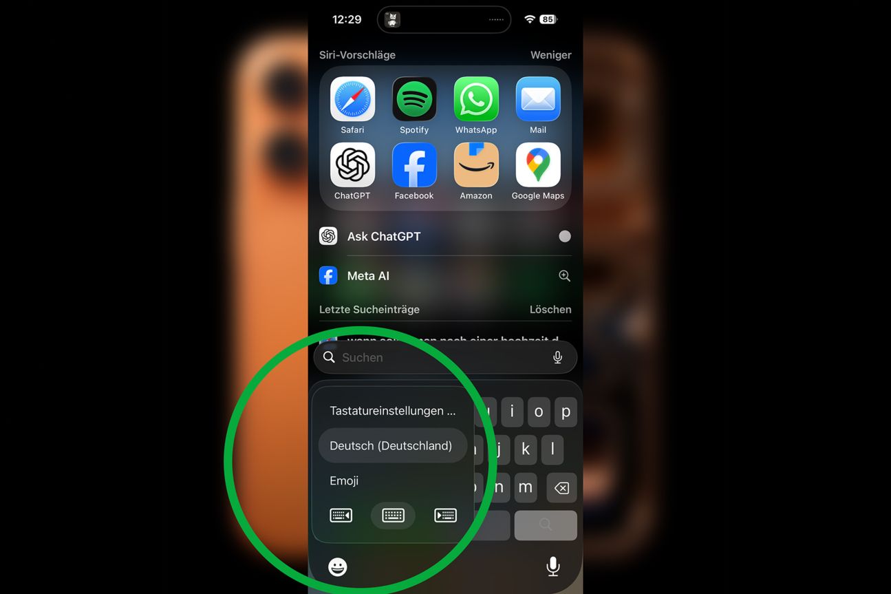 Einhandtastatur iPhone 17 Pro Max