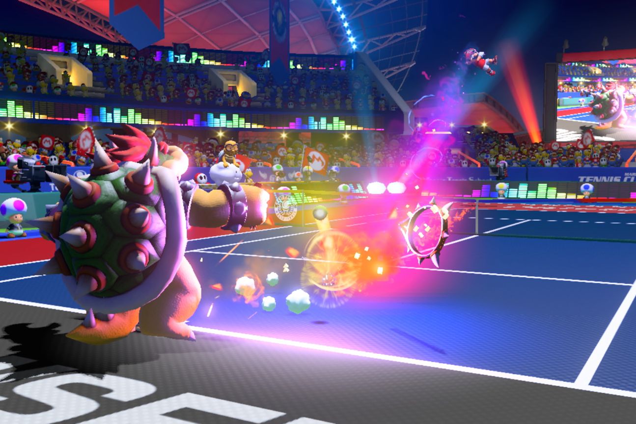 Der hat gesessen: Euer Spezialschlag lässt den Schläger von Bowser zerbröseln.