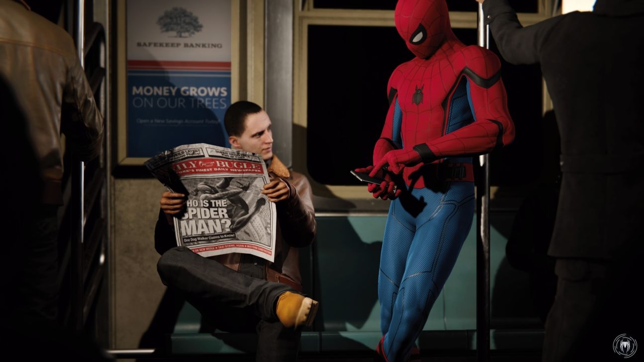 Spider-Man in der U-Bahn