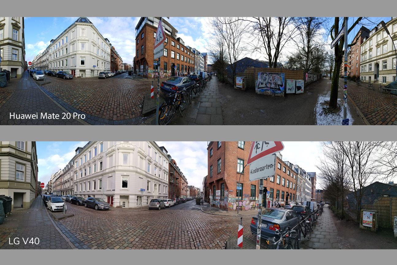 Kameravergleich LG V40 und Huawei Mate 20 Pro Straßenzug