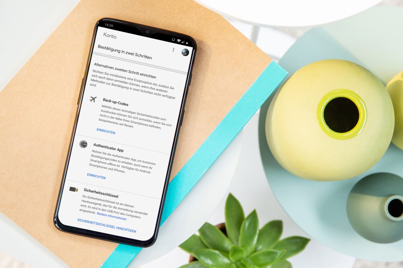 Bestätigung in zwei Schritten bei Google.
