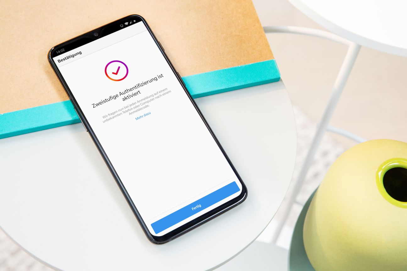 Zweistufige Authentifizierung bei Instagram.