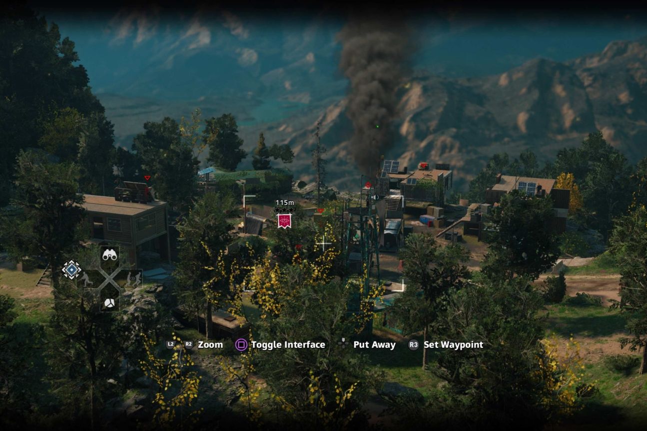 Mit dem Fernglas lassen sich Feinde markieren. Die Markierungen sehen sowohl die Guns for Hire als auch Koop-Freunde.