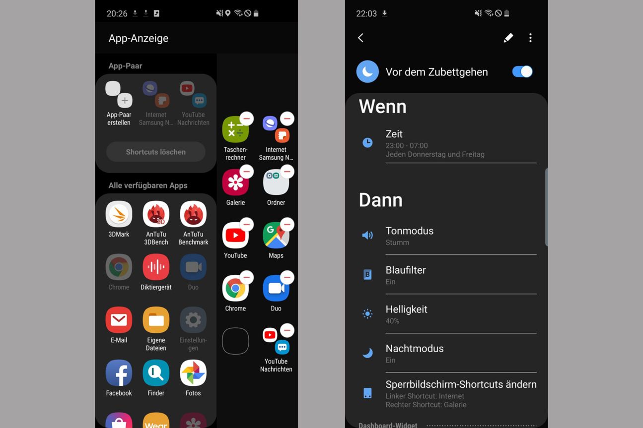 Screenshot des Samsung Galaxy S10e