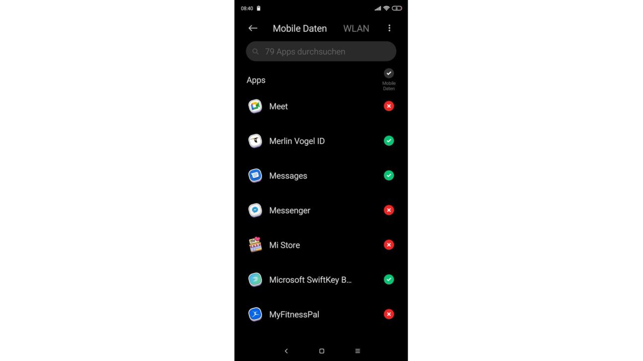 MIUI 12 Apps Mobile Daten MIUI 12 Apps Mobile Daten