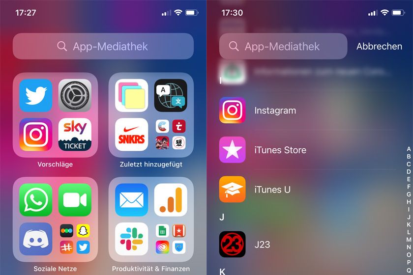 App-Mediathek alphabetisch