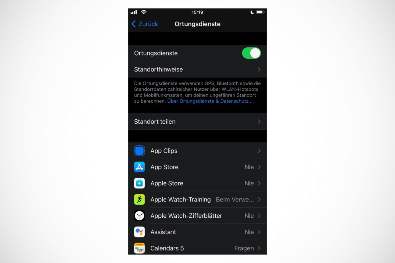 Ortungsdienste in iOS Ortungsdienste in iOS