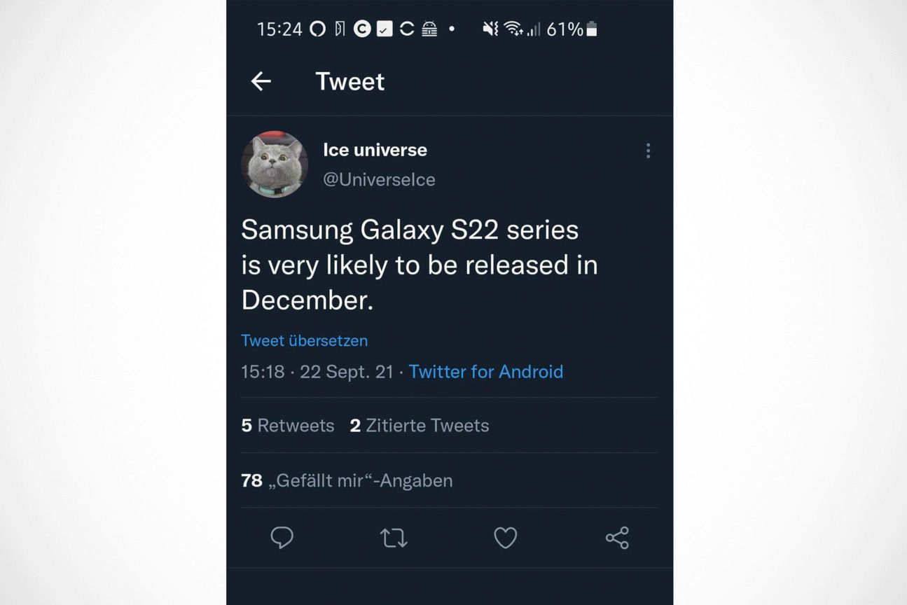 Galaxy S22 Release Tweet Galaxy S22 Release Tweet