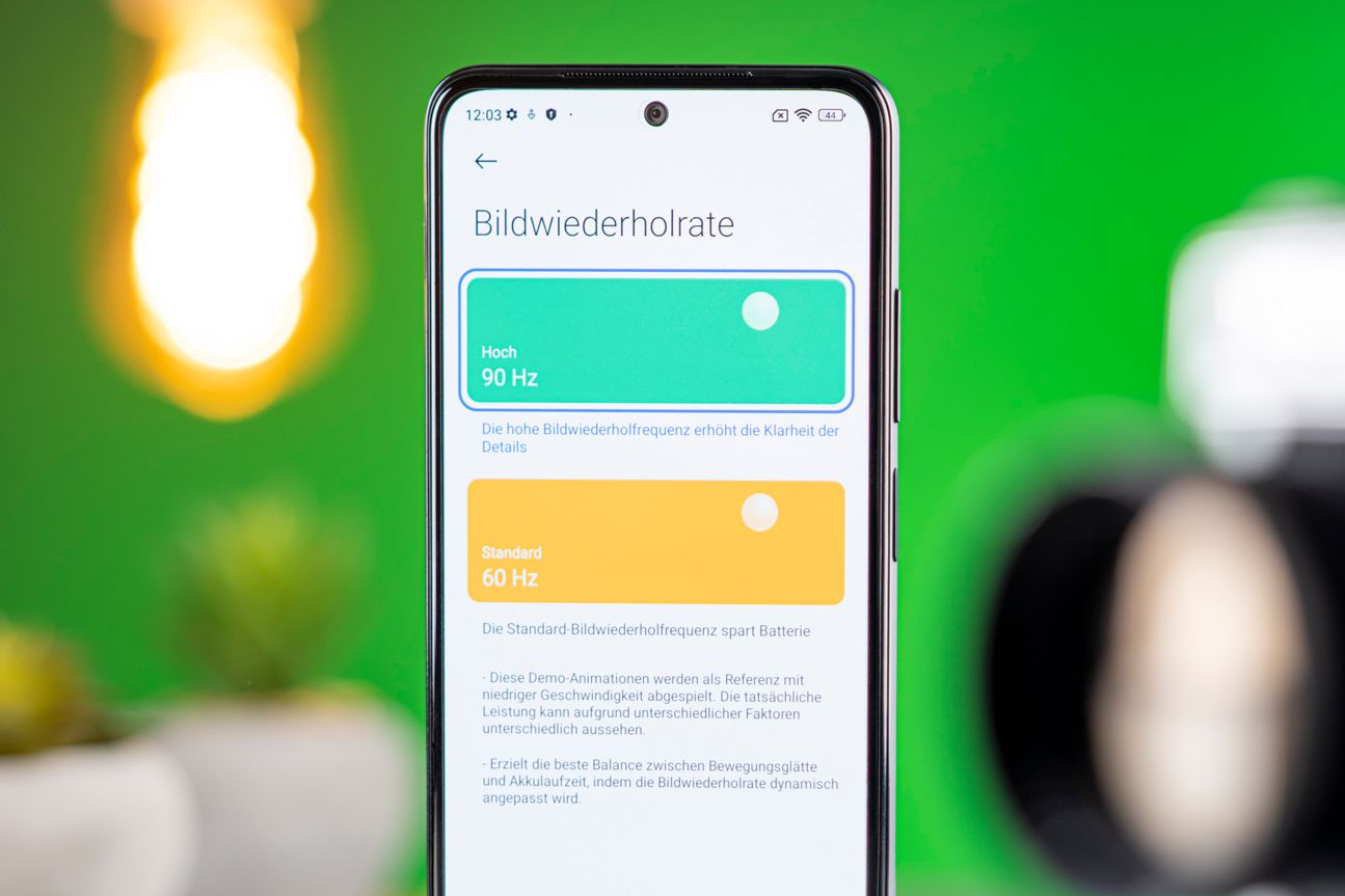 Xiaomi Redmi Note 11 Test Bildwiederholrate Bildwiederholrate-Einstellung des Xiaomi Redmi Note 11