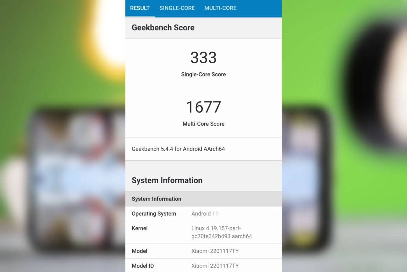 Geekbench Benchmark des Xiaomi Redmi Note 11