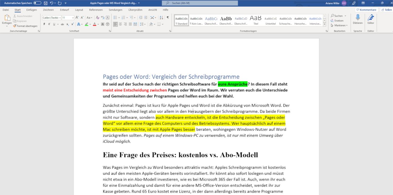 Pages oder Word Microsoft Pages oder Word Microsoft