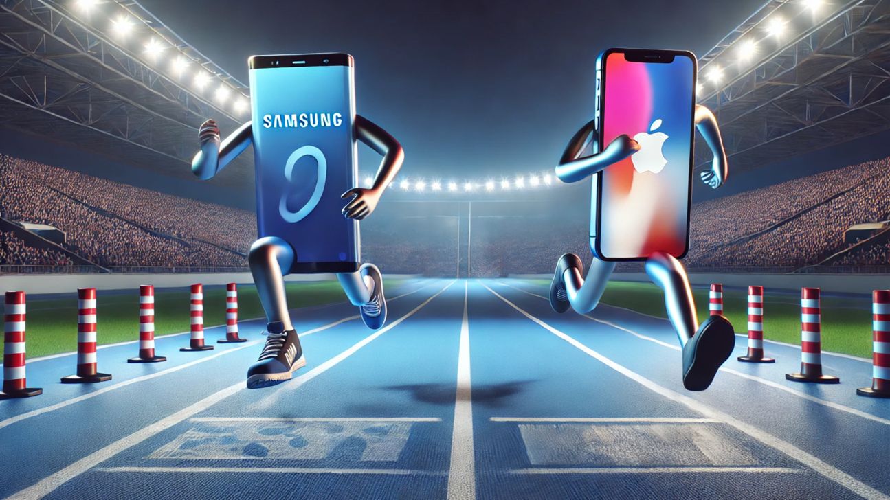smartphone-race Samsung vs. Apple Smartphone-Rennen