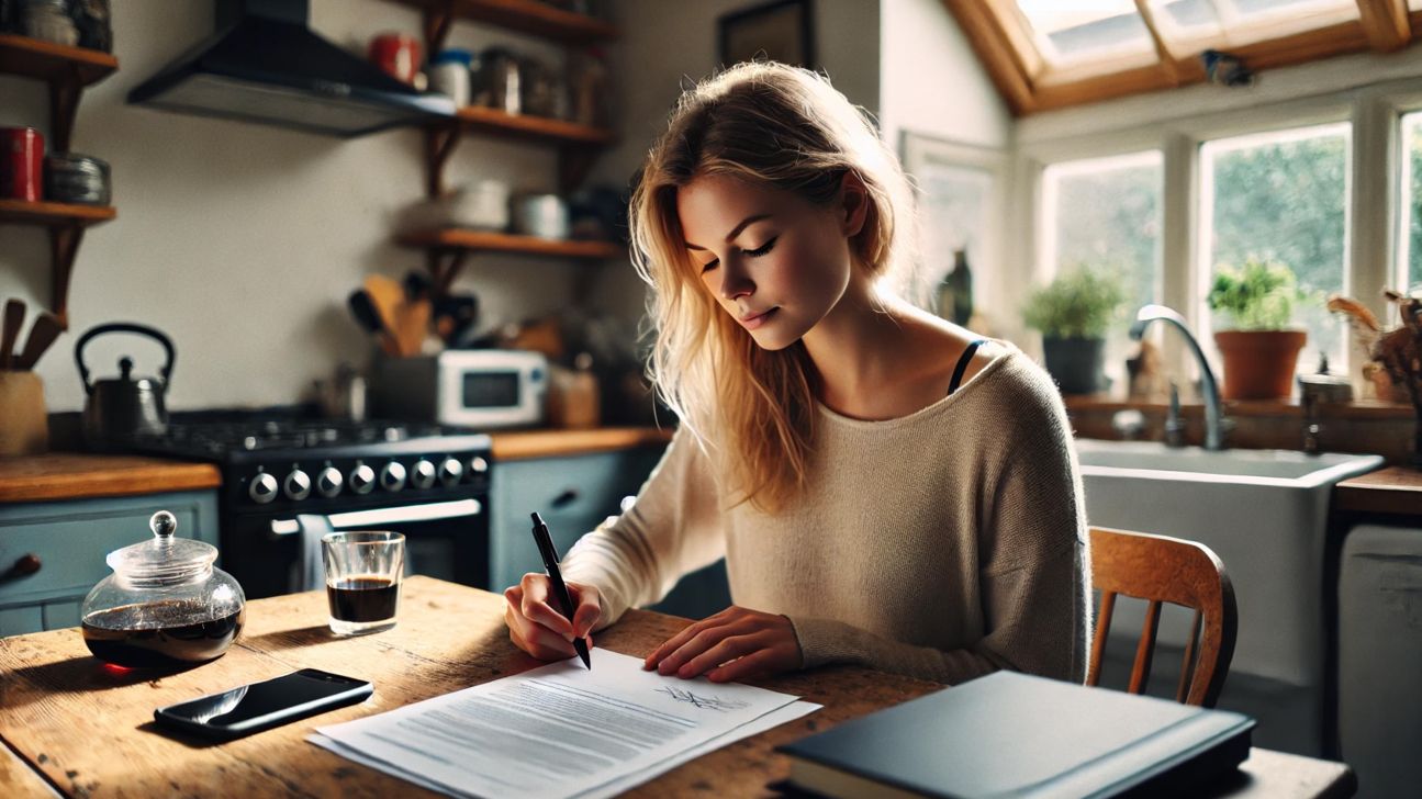 Provider wechseln Frau unterzeichnet Dokument