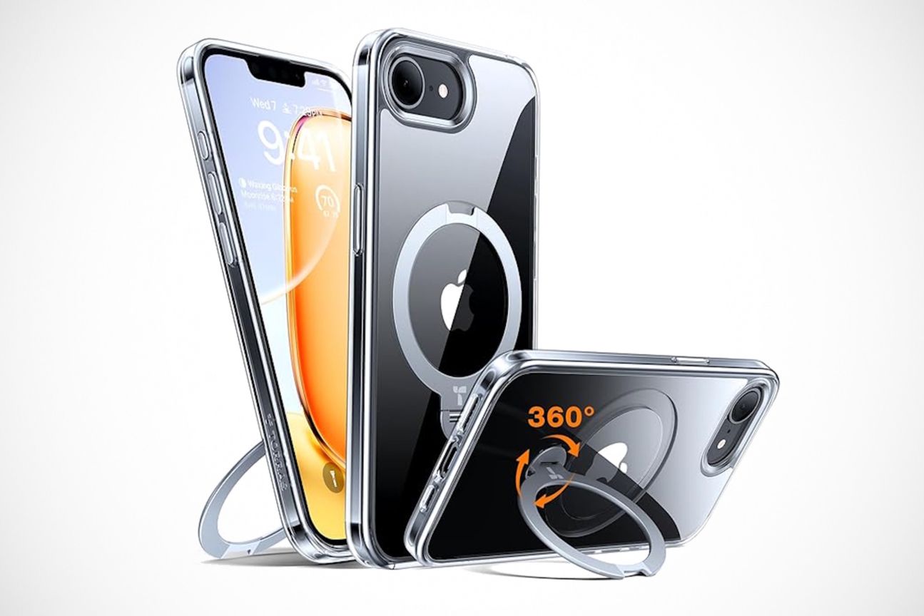 Torras 360° Ostand Spin Case für iPhone 16e (durchsichtig)