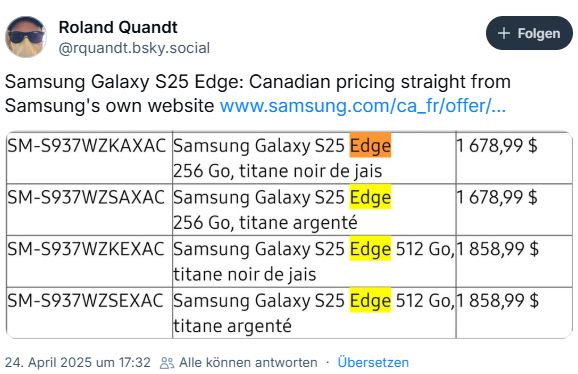 Bluesky Roland Quandt Post Galaxy S25 Edge Bluesky Roland Quandt Post Galaxy S25 Edge