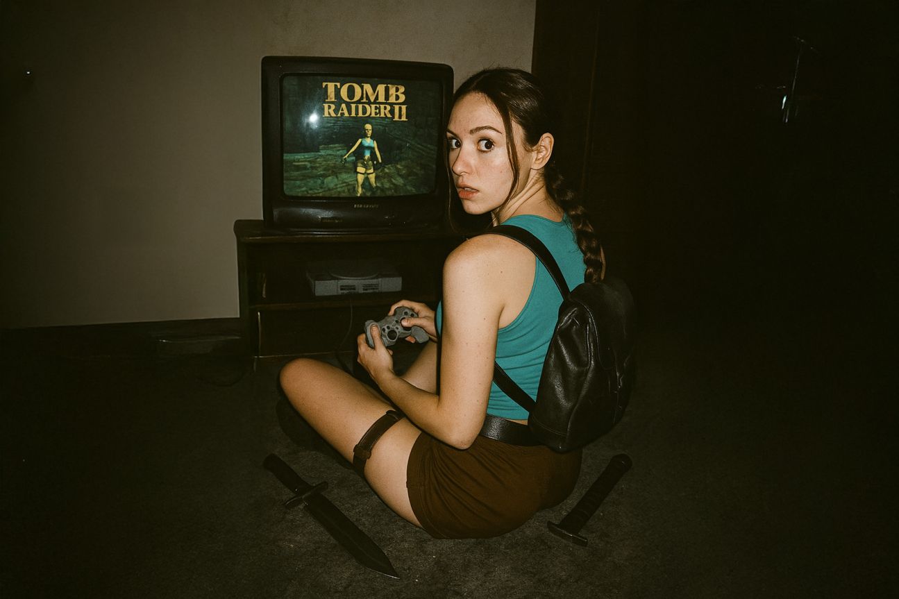 Lara Croft spielt Tomb Raider 2 Lara Croft spielt Tomb Raider 2