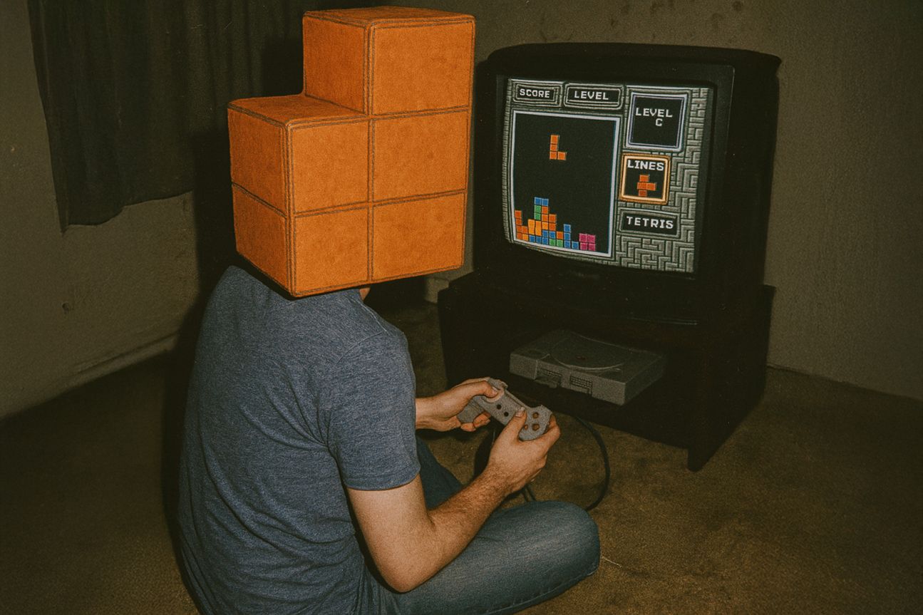 tetris Tetris-Klotz spielt Tetris