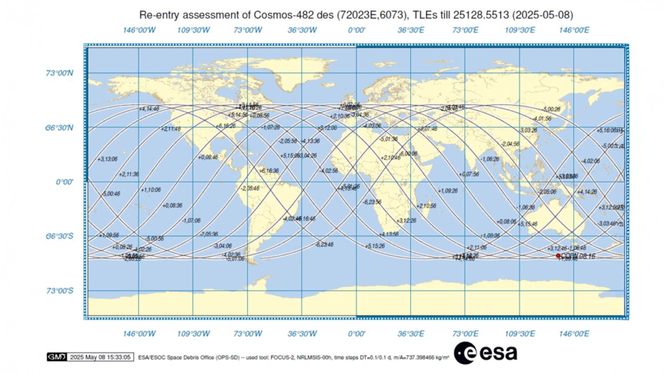 esa-absturz-vorhersage ESA Karte Raumsonde Absturz