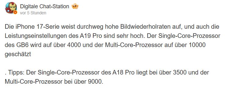 iPhone 17 Pro Digital Chat Station Weibo Beitrag Weibo Beitrag Bild Digital Chat Station