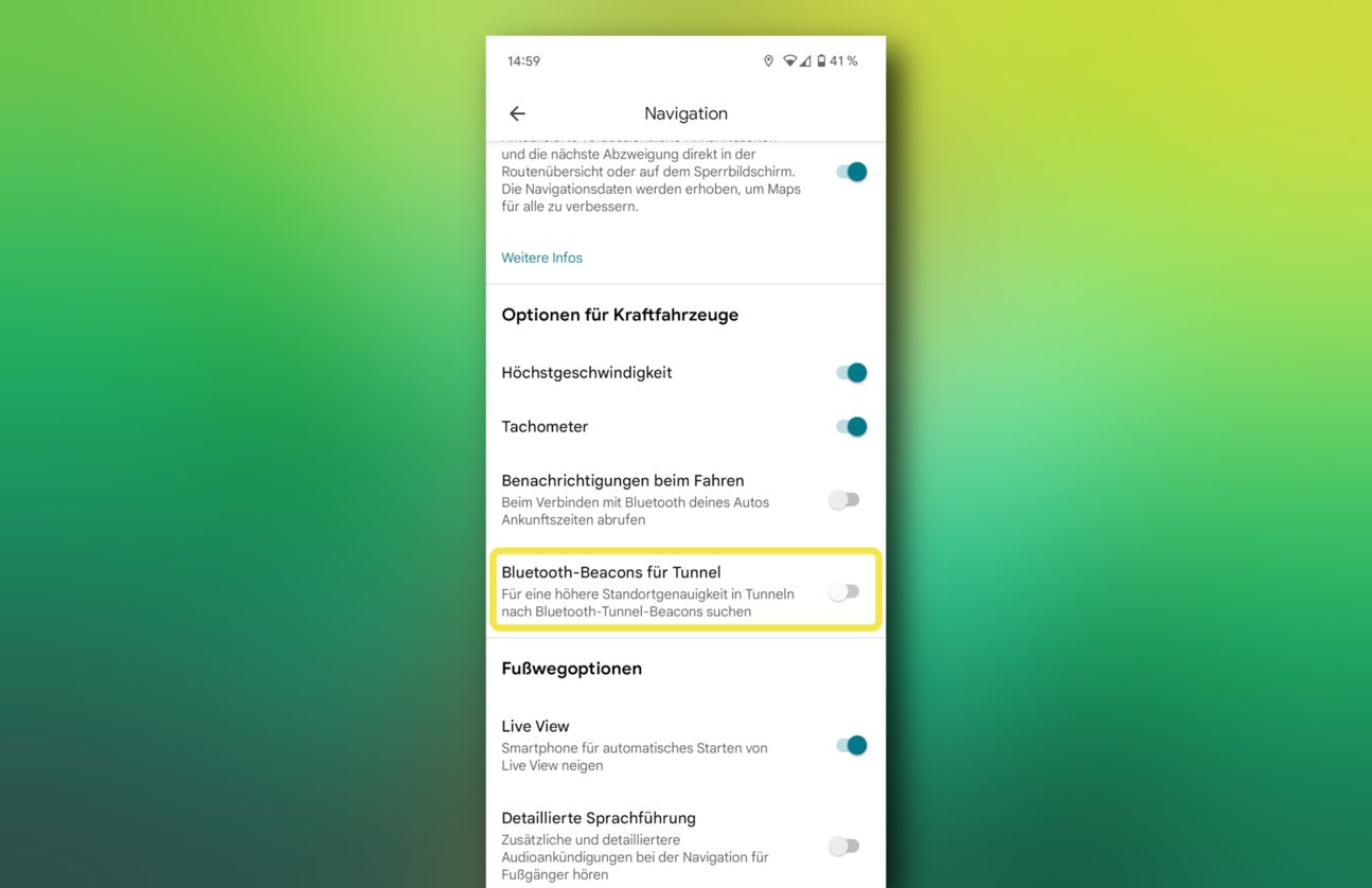 Google Maps Bluetooth-Beacon Google Maps Menü Android