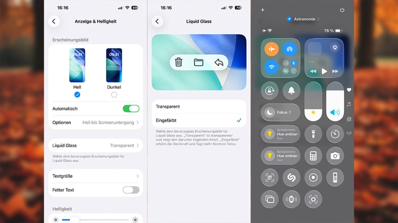 Mit iOS 26.1 könnt ihr Liquid Glass reduzieren