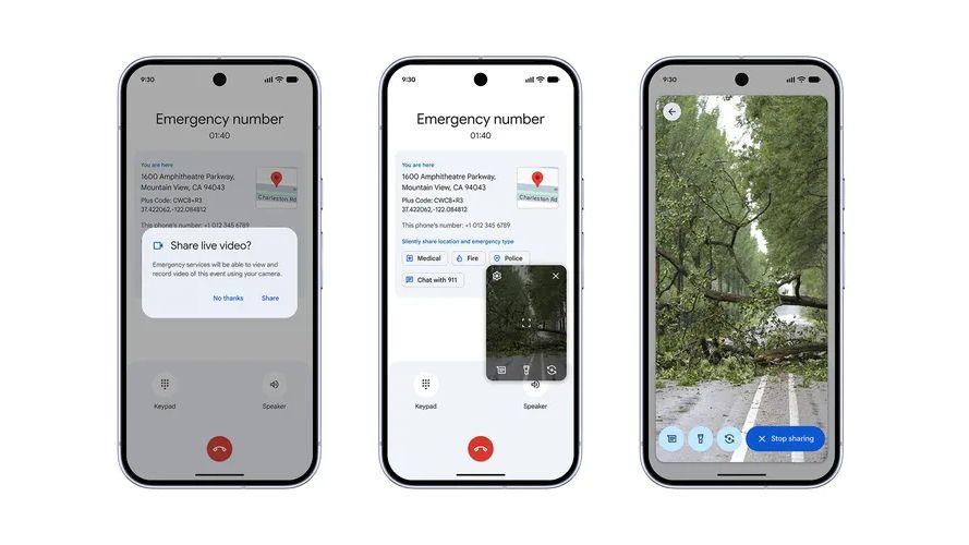 Google Emergency Live Video auf einem Smartphone