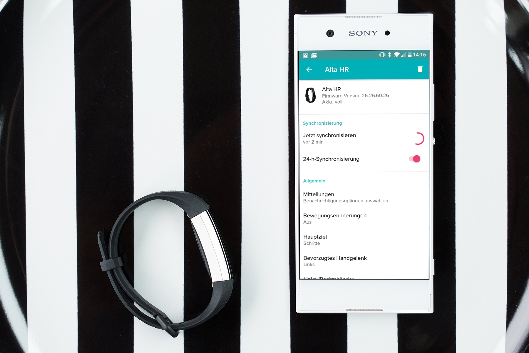 Einstellungen der Fitbit-App zum Alta HR