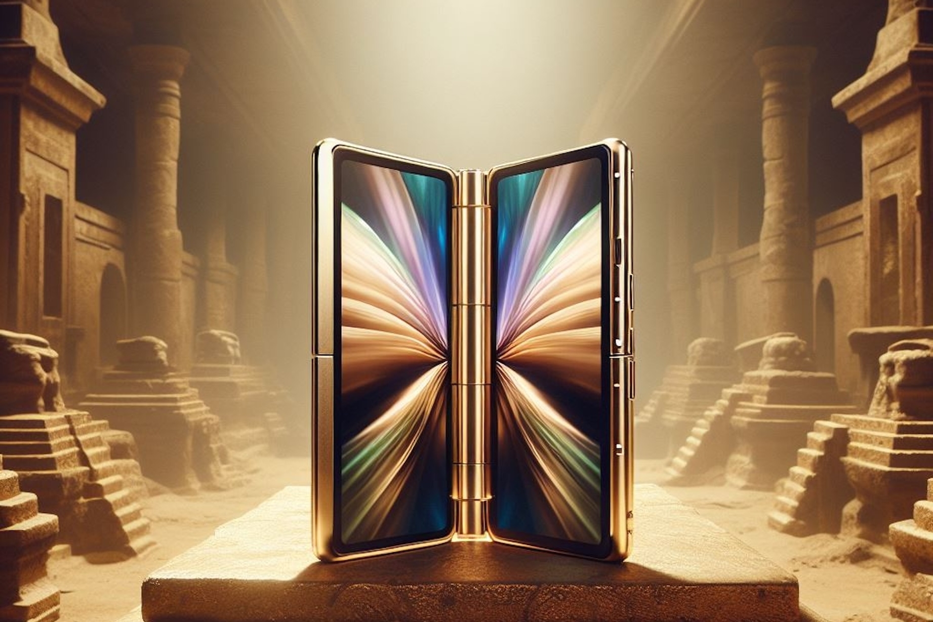 Ein goldenes Foldable auf einem Altar