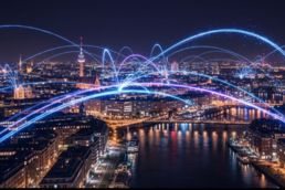 Der Datenverbrauch in Deutschland steigt. Aber wie viel benötigt ihr bei eurem Nutzungsverhalten? Mobilfunkströme sichtbar in einer Großstadt